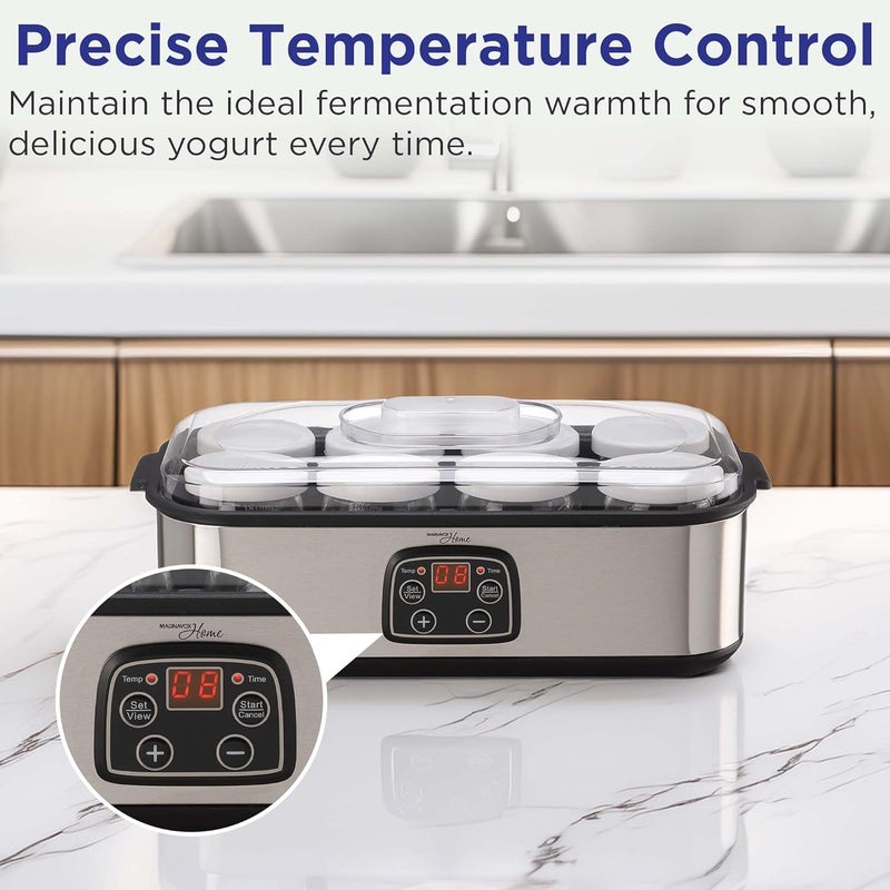 CULINARY CHEF Series MAGNAVOX HOME, Ultimate Probiotic Yogurt Maker with Adjustable Time & Temp Control - Make Trillions of Live Probiotics with 8 GLASS JARS - Greek Yogurt Maker - Image 3